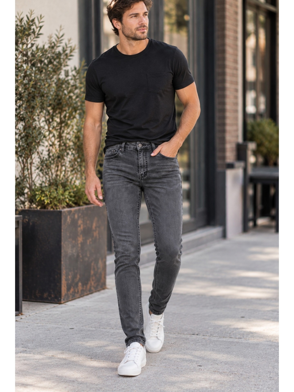 MNML Men's Skinny Jeans in Washed Grey